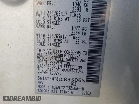 ✅ 2014 Nissan Rogue SL • VIN: 5N1AT2MT8EC835065 • Lot: 91489885. Listed on Copart with 80,747 mi. Free auction sales archive from the USA and detailed vehicle history report at DreamBid. Image 14.