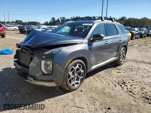 ✅ 2022 Hyundai Palisade Calligraphy • VIN: KM8R74HEXNU416627 • Лот: 80774324. Опубликован ранее на Copart с пробегом 42 134 миль. Бесплатный доступ к архиву аукционных продаж из США и подробный отчёт об истории автомобиля на DreamBid. Изображение 1.