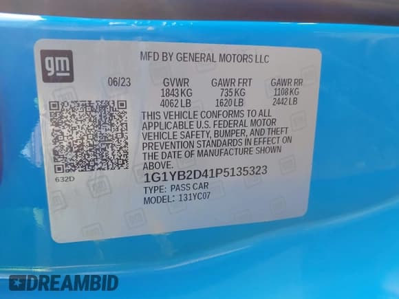 ✅ 2023 Chevrolet Corvette 2LT • VIN: 1G1YB2D41P5135323 • Lot: 41914578. Listed on IAAI with 4,957 mi. Free auction sales archive from the USA and detailed vehicle history report at DreamBid. Image 9.