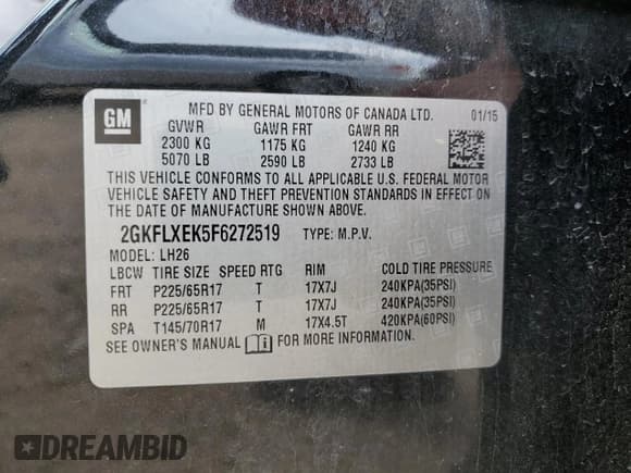 ✅ 2015 GMC Terrain SLT • VIN: 2GKFLXEK5F6272519 • Lot: 56369045. Listed on Copart with 102,707 mi. Free auction sales archive from the USA and detailed vehicle history report at DreamBid. Image 12.