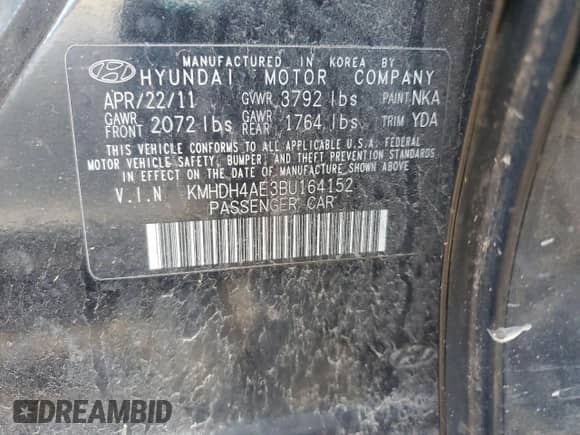 2011 Hyundai Elantra GLS z VIN KMHDH4AE3BU164152, wystawiony jako Copart lot #90817445 z przebiegiem 178 031 mil mil oraz Szkoda całkowita • Salvage title. Historia ofert i sprzedaży dostępna na DreamBid. Obrazek 12.