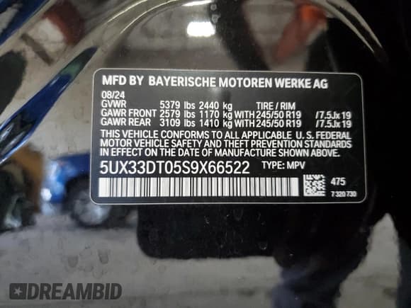 ✅ 2025 BMW X4 xDrive30i • VIN: 5UX33DT05S9X66522 • Lot: 69995505. Listed on Copart with 3,292 mi. Free auction sales archive from the USA and detailed vehicle history report at DreamBid. Image 13.