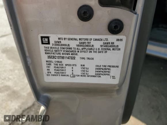 ✅ 2006 Chevrolet Silverado 1500 LT1 • VIN: 2GCEC13T861147222 • Лот: 71181554. Опубликован ранее на Copart с пробегом Не указан. Бесплатный доступ к архиву аукционных продаж из США и подробный отчёт об истории автомобиля на DreamBid. Изображение 13.