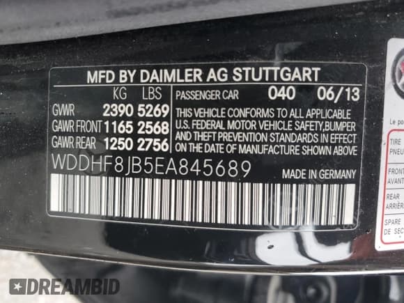 ✅ 2014 Mercedes-Benz E 350 Luxury • VIN: WDDHF8JB5EA845689 • Lot: 69922825. Listed on Copart with 12,163 mi. Free auction sales archive from the USA and detailed vehicle history report at DreamBid. Image 13.