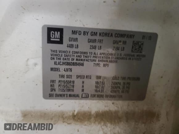 ✅ 2013 Buick Encore Premium • VIN: KL4CJHSB6DB094946 • Lot: 89661805. Wystawiony na Copart z przebiegiem 146 332 mil. Bezpłatny archiwum sprzedaży aukcyjnych z USA i szczegółowy raport historii pojazdu na DreamBid. Zdjęcie 13.