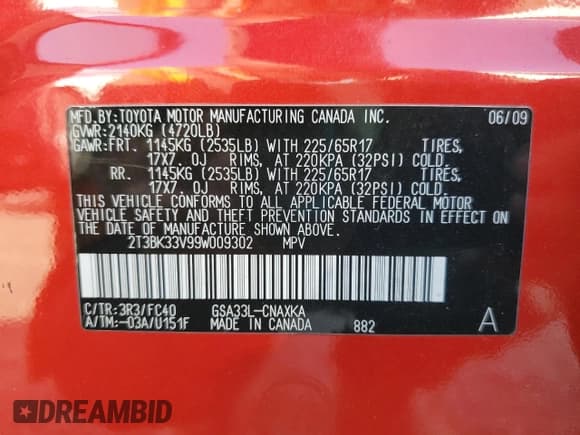 ✅ 2009 Toyota RAV4 • VIN: 2T3BK33V99W009302 • Lot: 80320015. Wystawiony na Copart z przebiegiem 202 311 mil. Bezpłatny archiwum sprzedaży aukcyjnych z USA i szczegółowy raport historii pojazdu na DreamBid. Zdjęcie 13.