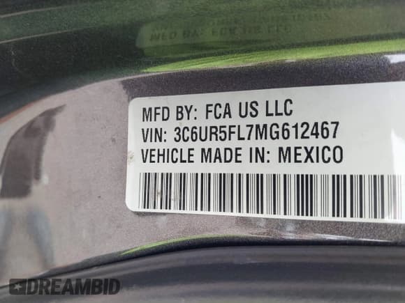 ✅ 2021 Ram 2500 Laramie • VIN: 3C6UR5FL7MG612467 • Lot: 42046604. Wystawiony na IAAI z przebiegiem 134 415 mil. Bezpłatny archiwum sprzedaży aukcyjnych z USA i szczegółowy raport historii pojazdu na DreamBid. Zdjęcie 9.