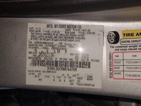 ✅ 2011 Lincoln MKZ • VIN: 3LNHL2GC9BR764708 • Лот: 43642198. Опубликован ранее на IAAI с пробегом 95 492 миль. Бесплатный доступ к архиву аукционных продаж из США и подробный отчёт об истории автомобиля на DreamBid. Изображение 9.