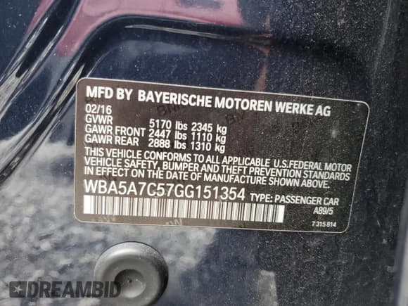 ✅ 2016 BMW 5 Series 528i xDrive • VIN: WBA5A7C57GG151354 • Lot: 89705775. Listed on Copart with 99,083 mi. Free auction sales archive from the USA and detailed vehicle history report at DreamBid. Image 12.