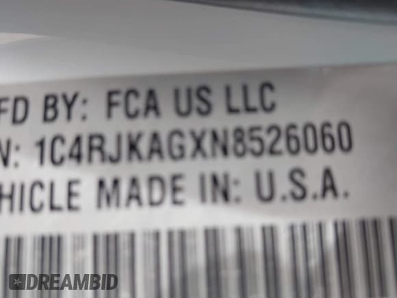 ✅ 2022 Jeep Grand Cherokee Altitude • VIN: 1C4RJKAGXN8526060 • Lot: 41702716. Listed on IAAI with 54,719 mi. Free auction sales archive from the USA and detailed vehicle history report at DreamBid. Image 9.