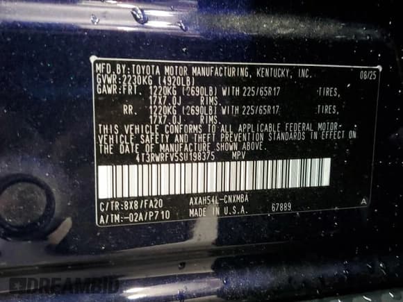 ✅ 2025 Toyota RAV4 Hybrid XLE • VIN: 4T3RWRFV5SU198375 • Lot: 90040975. Listed on Copart with 5,655 mi. Free auction sales archive from the USA and detailed vehicle history report at DreamBid. Image 13.