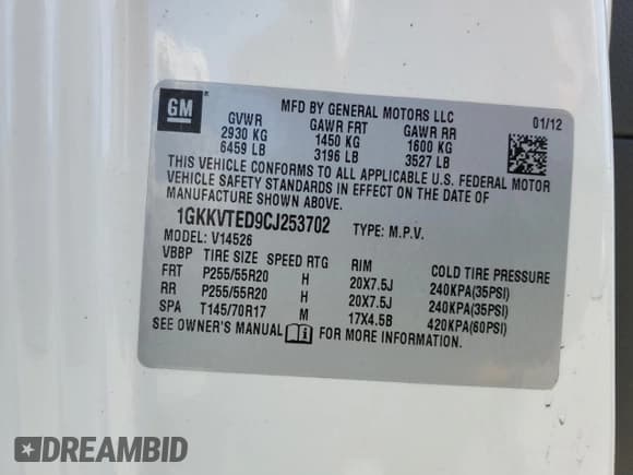 ✅ 2012 GMC Acadia Denali • VIN: 1GKKVTED9CJ253702 • Лот: 58348835. Опубликован ранее на Copart с пробегом 149 501 миль. Бесплатный доступ к архиву аукционных продаж из США и подробный отчёт об истории автомобиля на DreamBid. Изображение 13.