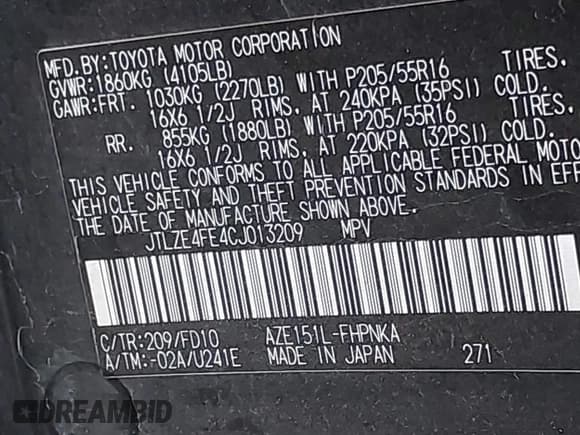 ✅ 2012 Scion xB • VIN: JTLZE4FE4CJ013209 • Lot: 43336960. Listed on IAAI with 129,734 mi. Free auction sales archive from the USA and detailed vehicle history report at DreamBid. Image 9.