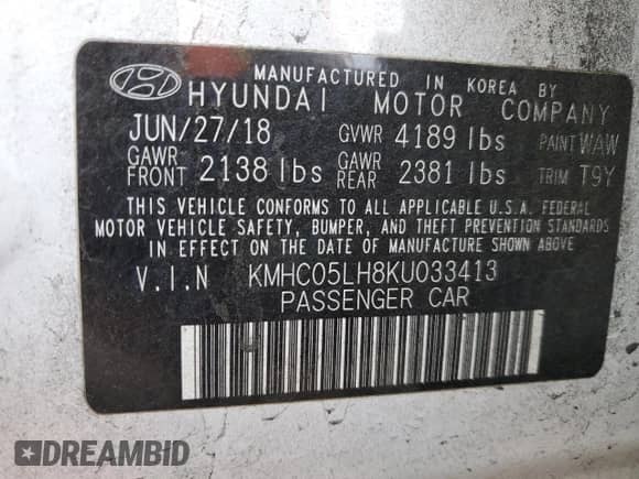 2019 Hyundai Ioniq Limited с VIN KMHC05LH8KU033413, выставлен на аукционе Copart как лот 80570944 с пробегом 95 660 миль миль и Списание • Salvage title. История ставок и продаж доступна на DreamBid. Изображение 13.