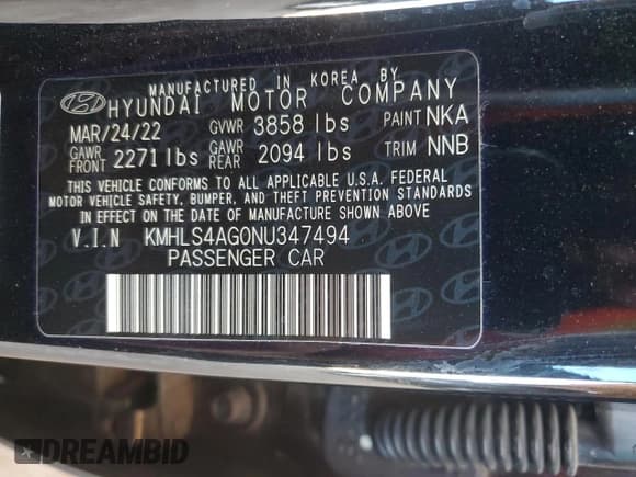 ✅ 2022 Hyundai Elantra SEL • VIN: KMHLS4AG0NU347494 • Lot: 82171505. Listed on Copart with 40,161 mi. Free auction sales archive from the USA and detailed vehicle history report at DreamBid. Image 12.