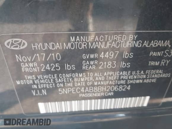 2011 Hyundai Sonata SE с VIN 5NPEC4AB8BH206824, выставлен на аукционе IAAI как лот 42933895 с пробегом 152 012 миль миль и . История ставок и продаж доступна на DreamBid. Изображение 9.