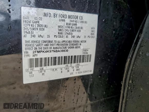 ✅ 2022 Ford Edge Titanium • VIN: 2FMPK4K97NBA39830 • Lot: 94776445. Wystawiony na Copart z przebiegiem 110 783 mil. Bezpłatny archiwum sprzedaży aukcyjnych z USA i szczegółowy raport historii pojazdu na DreamBid. Zdjęcie 13.