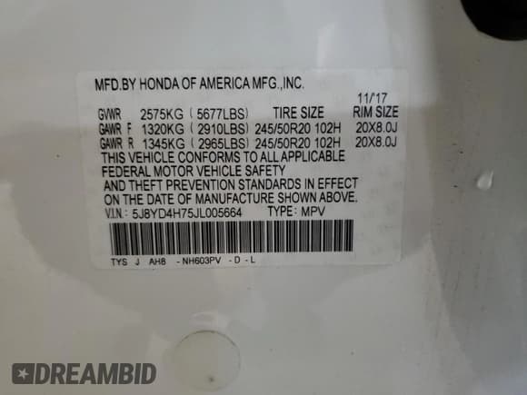 ✅ 2018 Acura MDX Technology • VIN: 5J8YD4H75JL005664 • Лот: 54629055. Опубликован ранее на Copart с пробегом 44 921 миль. Бесплатный доступ к архиву аукционных продаж из США и подробный отчёт об истории автомобиля на DreamBid. Изображение 13.