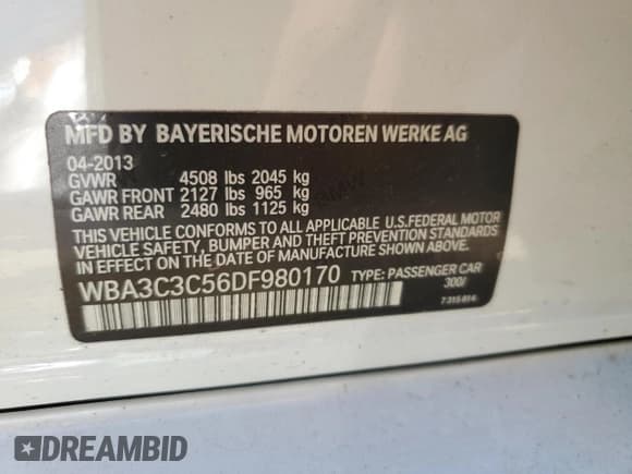 ✅ 2013 BMW 3 Series 320i xDrive • VIN: WBA3C3C56DF980170 • Lot: 80761935. Wystawiony na Copart z przebiegiem 134 619 mil. Bezpłatny archiwum sprzedaży aukcyjnych z USA i szczegółowy raport historii pojazdu na DreamBid. Zdjęcie 12.
