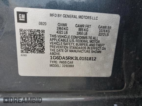 ✅ 2020 Cadillac CT4 Luxury • VIN: 1G6DA5RK3L0151812 • Лот: 80928745. Опубликован ранее на Copart с пробегом Не указан. Бесплатный доступ к архиву аукционных продаж из США и подробный отчёт об истории автомобиля на DreamBid. Изображение 13.