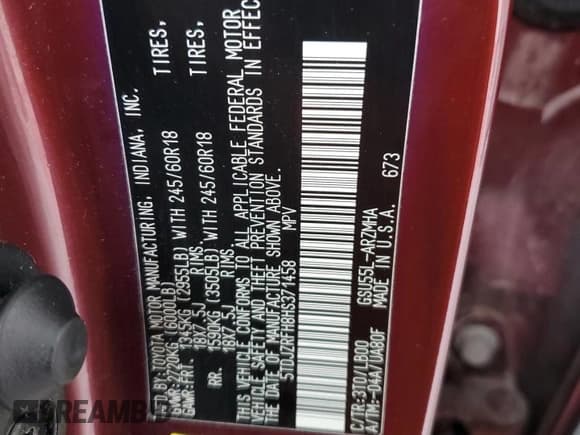 ✅ 2017 Toyota Highlander XLE • VIN: 5TDJZRFH8HS371458 • Lot: 53861415. Listed on Copart with 160,802 mi. Free auction sales archive from the USA and detailed vehicle history report at DreamBid. Image 14.