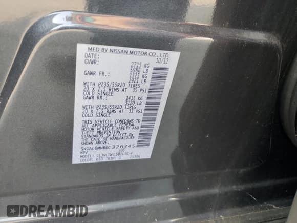 ✅ 2013 Infiniti JX35 • VIN: 5N1AL0MM6DC326345 • Лот: 67019984. Опубликован ранее на Copart с пробегом 186 084 миль. Бесплатный доступ к архиву аукционных продаж из США и подробный отчёт об истории автомобиля на DreamBid. Изображение 13.