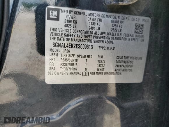 ✅ 2014 Chevrolet Captiva Sport LTZ • VIN: 3GNAL4EK2ES609613 • Lot: 59776965. Wystawiony na Copart z przebiegiem 123 734 mil. Bezpłatny archiwum sprzedaży aukcyjnych z USA i szczegółowy raport historii pojazdu na DreamBid. Zdjęcie 13.