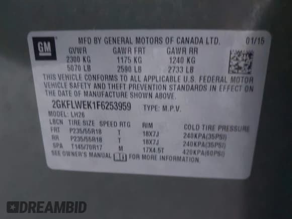 ✅ 2015 GMC Terrain SLE • VIN: 2GKFLWEK1F6253959 • Lot: 43792771. Wystawiony na IAAI z przebiegiem 83 683 mil. Bezpłatny archiwum sprzedaży aukcyjnych z USA i szczegółowy raport historii pojazdu na DreamBid. Zdjęcie 9.