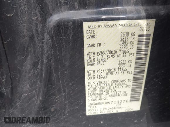 ✅ 2013 Nissan Frontier SV • VIN: 1N6AD0EV3DN719276 • Lot: 42818053. Wystawiony na IAAI z przebiegiem 163 201 mil. Bezpłatny archiwum sprzedaży aukcyjnych z USA i szczegółowy raport historii pojazdu na DreamBid. Zdjęcie 9.