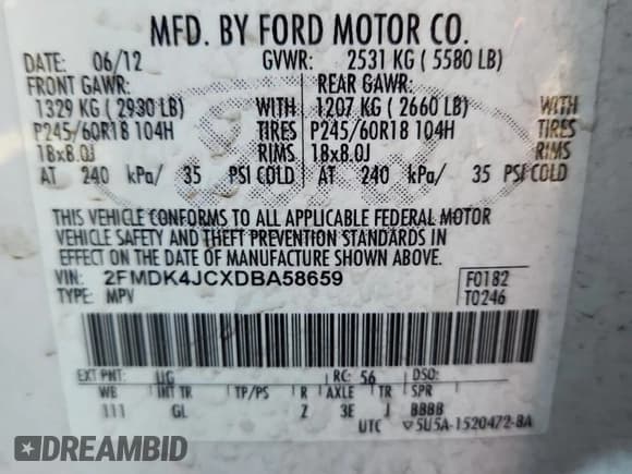 ✅ 2013 Ford Edge SEL • VIN: 2FMDK4JCXDBA58659 • Лот: 86850655. Опубликован ранее на Copart с пробегом 172 412 миль. Бесплатный доступ к архиву аукционных продаж из США и подробный отчёт об истории автомобиля на DreamBid. Изображение 12.