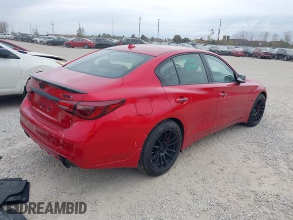 ✅ 2018 Infiniti Q50 Red Sport 400 • VIN: JN1FV7AR7JM700225 • Lot: 43645724. Listed on IAAI with 82,075 mi. Free auction sales archive from the USA and detailed vehicle history report at DreamBid. Image 4.