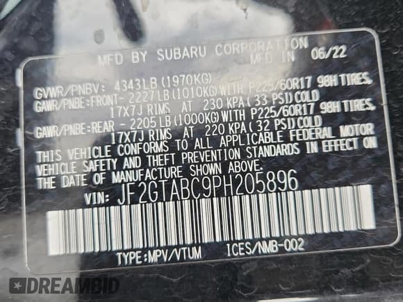 ✅ 2023 Subaru Crosstrek • VIN: JF2GTABC9PH205896 • Лот: 81604055. Опубликован ранее на Copart с пробегом 19 965 миль. Бесплатный доступ к архиву аукционных продаж из США и подробный отчёт об истории автомобиля на DreamBid. Изображение 14.