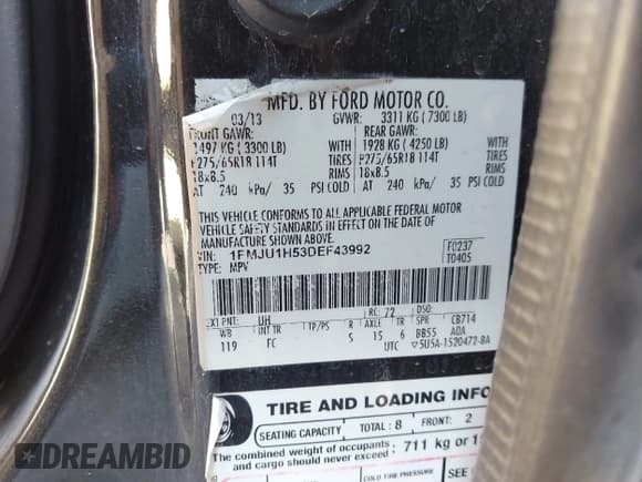 ✅ 2013 Ford Expedition XLT • VIN: 1FMJU1H53DEF43992 • Lot: 43798976. Wystawiony na IAAI z przebiegiem 236 461 mil. Bezpłatny archiwum sprzedaży aukcyjnych z USA i szczegółowy raport historii pojazdu na DreamBid. Zdjęcie 9.