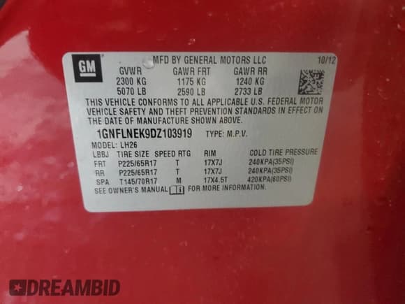 ✅ 2013 Chevrolet Equinox LT • VIN: 1GNFLNEK9DZ103919 • Лот: 67207574. Опубликован ранее на Copart с пробегом 148 659 миль. Бесплатный доступ к архиву аукционных продаж из США и подробный отчёт об истории автомобиля на DreamBid. Изображение 14.