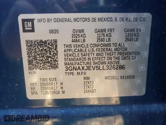 ✅ 2020 Chevrolet Equinox LT • VIN: 3GNAXJEV5LL326286 • Лот: 85364925. Опубликован ранее на Copart с пробегом 333 333 миль. Бесплатный доступ к архиву аукционных продаж из США и подробный отчёт об истории автомобиля на DreamBid. Изображение 12.