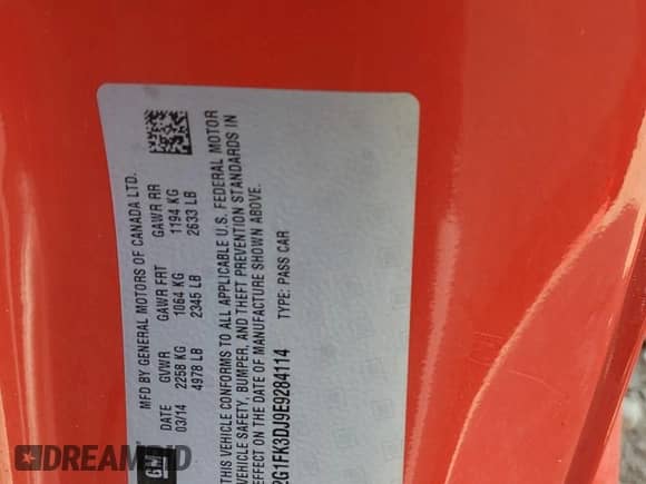 2014 Chevrolet Camaro SS с VIN 2G1FK3DJ9E9284114, выставлен на аукционе Copart как лот 80591565 с пробегом 71 223 миль миль и Списание • Salvage title. История ставок и продаж доступна на DreamBid. Изображение 13.