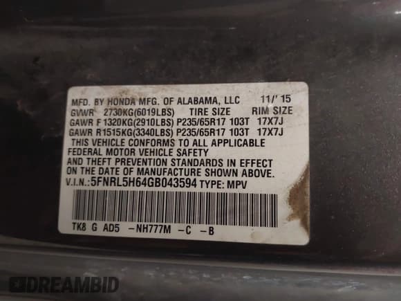 ✅ 2016 Honda Odyssey EX-L • VIN: 5FNRL5H64GB043594 • Лот: 43282092. Опубликован ранее на IAAI с пробегом 172 923 миль. Бесплатный доступ к архиву аукционных продаж из США и подробный отчёт об истории автомобиля на DreamBid. Изображение 9.