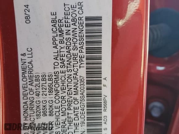 ✅ 2025 Acura Integra Technology • VIN: 19UDE4G75SA003357 • Лот: 66953955. Опубликован ранее на Copart с пробегом 2 968 миль. Бесплатный доступ к архиву аукционных продаж из США и подробный отчёт об истории автомобиля на DreamBid. Изображение 13.