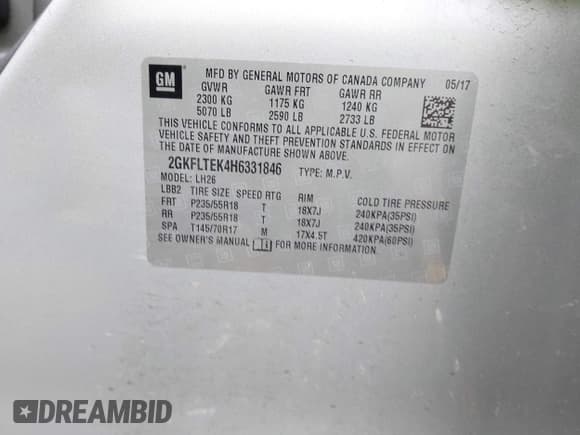 ✅ 2017 GMC Terrain SLE • VIN: 2GKFLTEK4H6331846 • Lot: 43594972. Wystawiony na IAAI z przebiegiem 160 762 mil. Bezpłatny archiwum sprzedaży aukcyjnych z USA i szczegółowy raport historii pojazdu na DreamBid. Zdjęcie 9.