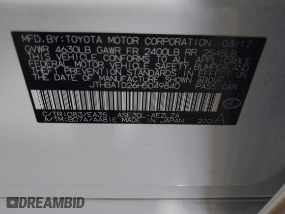 ✅ 2017 Lexus IS 200t • VIN: JTHBA1D26H5049840 • Lot: 42582591. Wystawiony na IAAI z przebiegiem 93 783 mil. Bezpłatny archiwum sprzedaży aukcyjnych z USA i szczegółowy raport historii pojazdu na DreamBid. Zdjęcie 9.