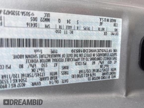 ✅ 2014 Ford Econoline Cargo Commercial • VIN: 1FTNS2EW9EDB18539 • Lot: 56041155. Wystawiony na Copart z przebiegiem 188 584 mil. Bezpłatny archiwum sprzedaży aukcyjnych z USA i szczegółowy raport historii pojazdu na DreamBid. Zdjęcie 10.