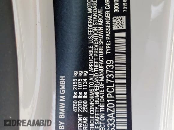 ✅ 2023 BMW M4 Competition • VIN: WBS33AZ01PCL73739 • Лот: 57177075. Опубликован ранее на Copart с пробегом 13 733 миль. Бесплатный доступ к архиву аукционных продаж из США и подробный отчёт об истории автомобиля на DreamBid. Изображение 13.