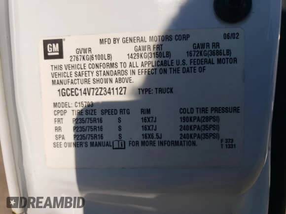 2002 Chevrolet Silverado 1500 LS with VIN 1GCEC14V72Z341127, listed as a Copart auction lot 56264674 with 306,494 mi miles and Salvage title. Bid and sale history available at DreamBid. Image 12.