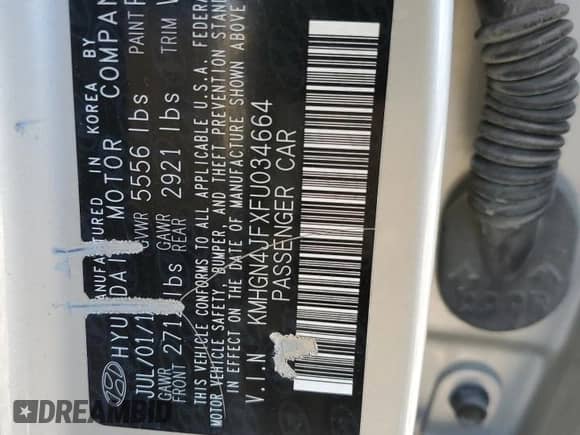 2015 Hyundai Genesis 5.0L с VIN KMHGN4JFXFU034664, выставлен на аукционе Copart как лот 61185304 с пробегом 70 988 миль миль и Списание • Salvage title. История ставок и продаж доступна на DreamBid. Изображение 12.