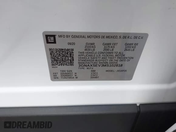 ✅ 2021 Chevrolet Equinox LS • VIN: 3GNAXSEV3MS102818 • Lot: 42687461. Wystawiony na IAAI z przebiegiem 27 519 mil. Bezpłatny archiwum sprzedaży aukcyjnych z USA i szczegółowy raport historii pojazdu na DreamBid. Zdjęcie 9.