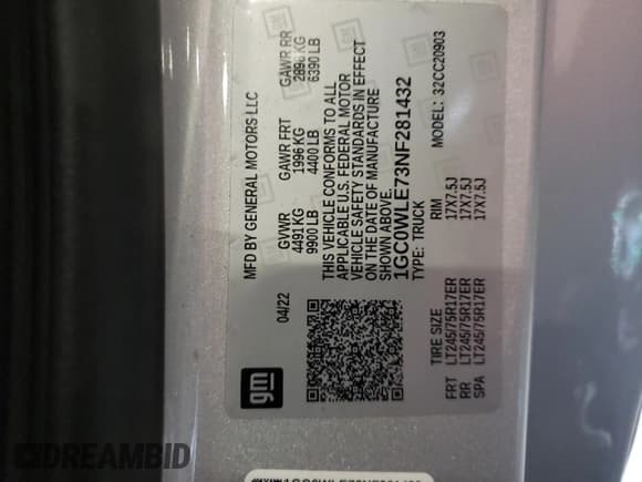 ✅ 2022 Chevrolet Silverado 2500HD Work Truck • VIN: 1GC0WLE73NF281432 • Lot: 42645235. Listed on Copart with 18,293 mi. Free auction sales archive from the USA and detailed vehicle history report at DreamBid. Image 12.