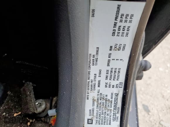 ✅ 2006 Chevrolet Colorado 3LT • VIN: 1GCDS136868293142 • Lot: 62606155. Listed on Copart with 187,727 mi. Free auction sales archive from the USA and detailed vehicle history report at DreamBid. Image 12.