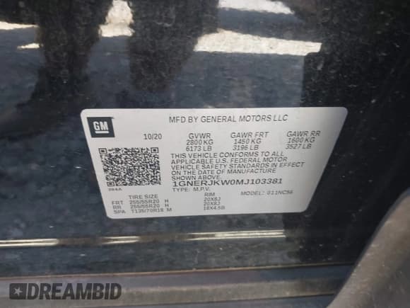 ✅ 2021 Chevrolet Traverse RS • VIN: 1GNERJKW0MJ103381 • Lot: 42711778. Listed on IAAI with 84,383 mi. Free auction sales archive from the USA and detailed vehicle history report at DreamBid. Image 9.