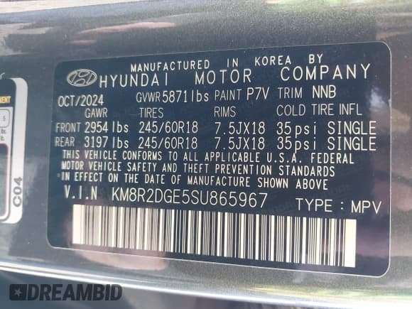 ✅ 2025 Hyundai Palisade SEL • VIN: KM8R2DGE5SU865967 • Лот: 43066697. Опубликован ранее на IAAI с пробегом 9 330 миль. Бесплатный доступ к архиву аукционных продаж из США и подробный отчёт об истории автомобиля на DreamBid. Изображение 9.