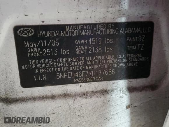 ✅ 2007 Hyundai Sonata SE • VIN: 5NPEU46F77H177686 • Лот: 82662344. Опубликован ранее на Copart с пробегом 165 823 миль. Бесплатный доступ к архиву аукционных продаж из США и подробный отчёт об истории автомобиля на DreamBid. Изображение 12.